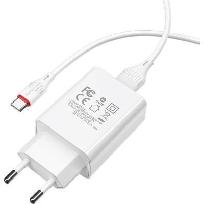   BOROFONE BA21A Long Journey USB QC3.0 + cable USB to USB-C 18W White (6931474702487) -  3