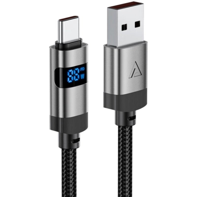 ���� ������ USB 2.0 AM to USB-C 1.2m digital display braided C15-04 black Acefast (6974316283737) - �������� 2