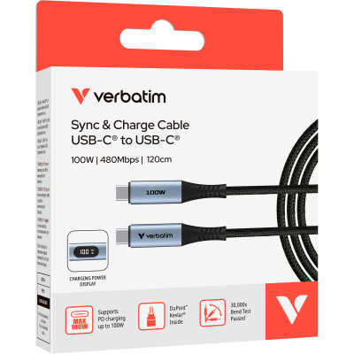 ���� ������ USB-C to USB-C 1.2m with display 100W black Verbatim (31848) - �������� 3