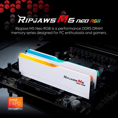 ������ ���'�� ��� ����'����� DDR5 32GB (2x16GB) 6000 MHz Ripjaws M5 Neo RGB Matte White G.Skill (F5-6000J3636F16GX2-RM5NRW) - �������� 4
