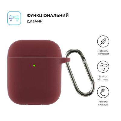 ����� ��� ��������� Armorstandart Ultrathin Silicone Case With Hook ��� Apple AirPods 2 Burgundy (ARM59680) - �������� 2