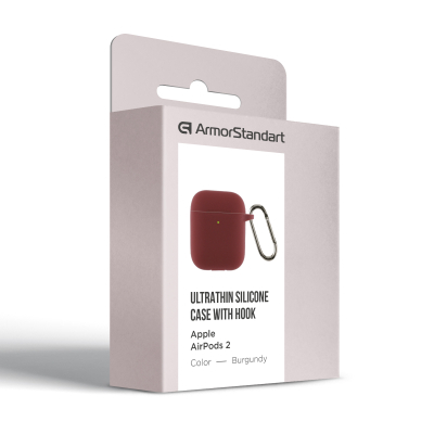 ����� ��� ��������� Armorstandart Ultrathin Silicone Case With Hook ��� Apple AirPods 2 Burgundy (ARM59680) - �������� 3