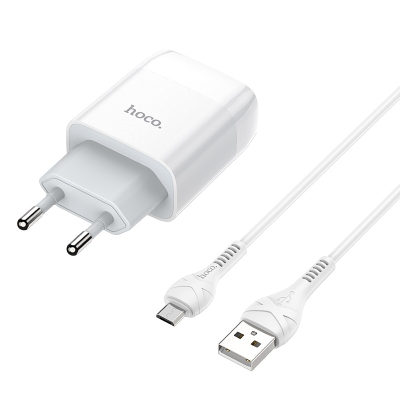   HOCO C72A USB + cable USB to USB-C 10.5W White (Hoco C72AW/Tc) -  1