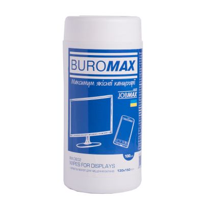 �������� Buromax JOBMAX Wet wipes for DISPLAYS 100pcs, tube (BM.0802) - �������� 1
