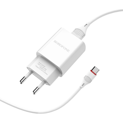 �������� ���������� BOROFONE BA20A USB 10.5W + cable USB to USB-C white (6931474700742) - �������� 4