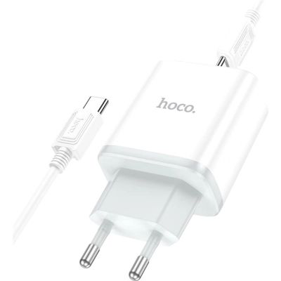   HOCO C104A USB-C PD20W + cable USB-C to USB-C white (6931474782915) -  3