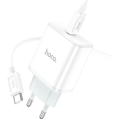   HOCO C104A USB-C PD20W + cable USB-C to USB-C white (6931474782915) -  4