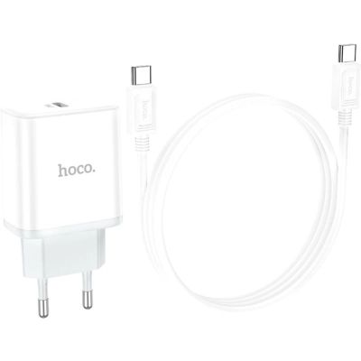   HOCO C104A USB-C PD20W + cable USB-C to USB-C white (6931474782915) -  7
