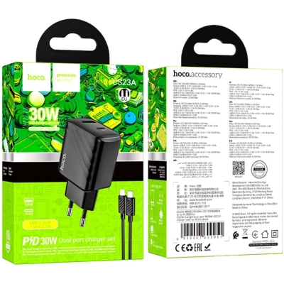 �������� ������� HOCO CS23A USB-C PD30W + 1xUSB QC3.0 + cable USB-C to Lightning black (6942007609951) - �������� 2