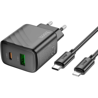 �������� ������� HOCO CS23A USB-C PD30W + 1xUSB QC3.0 + cable USB-C to Lightning black (6942007609951) - �������� 4