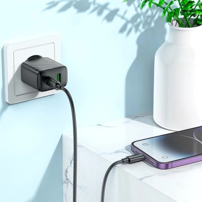 �������� ������� HOCO CS23A USB-C PD30W + 1xUSB QC3.0 + cable USB-C to Lightning black (6942007609951) - �������� 8