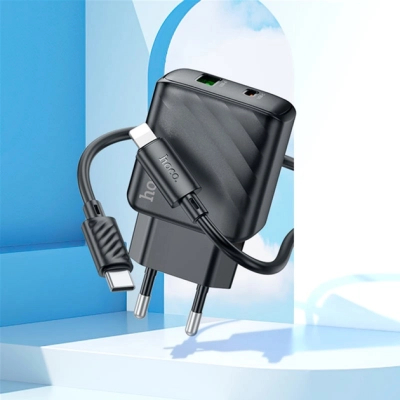 �������� ������� HOCO CS23A USB-C PD30W + 1xUSB QC3.0 + cable USB-C to Lightning black (6942007609951) - �������� 9