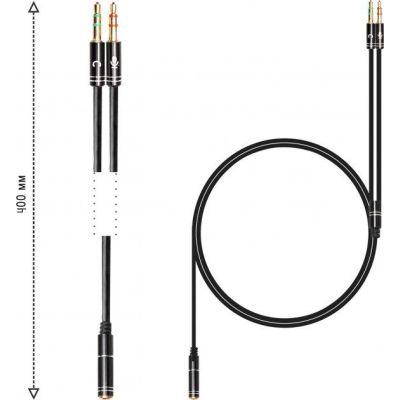   3.5mm F to 2x3.5mm M 0.4m (4pin) black XoKo (AC-009) -  4