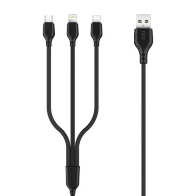 ���� ������ USB 2.0 AM to Lightning + Micro 5P + USB-C 1.0m 2.1A black XO (NB103-3in1-1-BK) - �������� 1