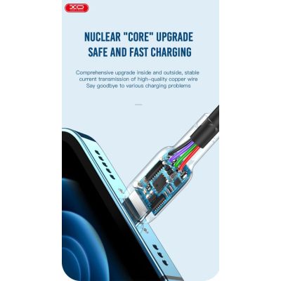 ���� ������ USB 2.0 AM to Lightning 1.0m 2.1A silicone black XO (NB208-L-1-BK) - �������� 2
