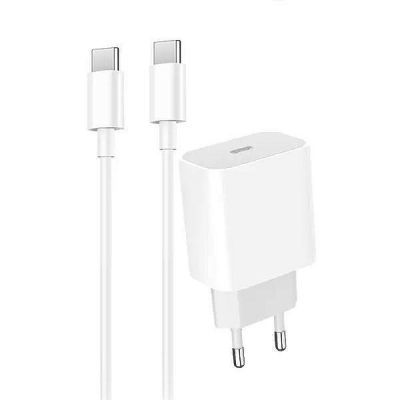   Denmen USB-C PD20W 3.6A + cable USB-C to USB-C white (DM-DC06T-WH) -  1