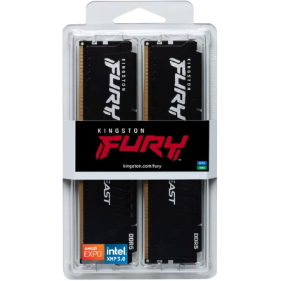 ������ ���'�� ��� ����'����� DDR5 64GB (2x32GB) 5200 MHz Beast Black Kingston Fury (ex.HyperX) (KF552C40BB2K2-64) - �������� 5