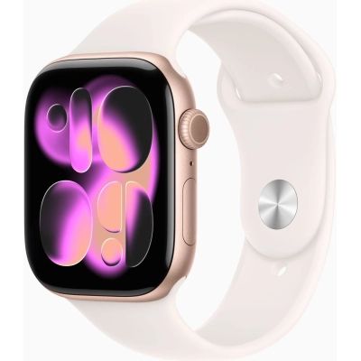 - Apple Watch Series 11GPS46mmRose Gold Aluminium Case with Light Blush Sport Band - S/M (MEV64RK/A) -  1