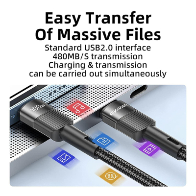 ���� ������ USB-C to USB-C 1.0m 100W black Essager (EXCTT1-XC01) - �������� 3