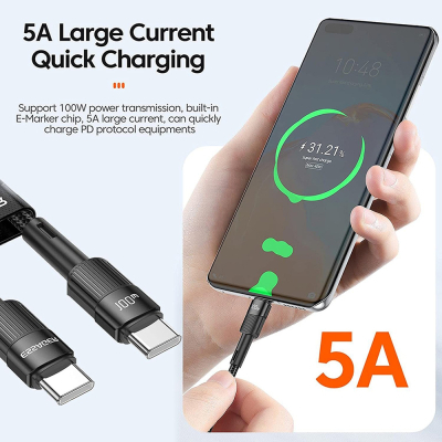 ���� ������ USB-C to USB-C 1.0m 100W black Essager (EXCTT1-XC01) - �������� 4
