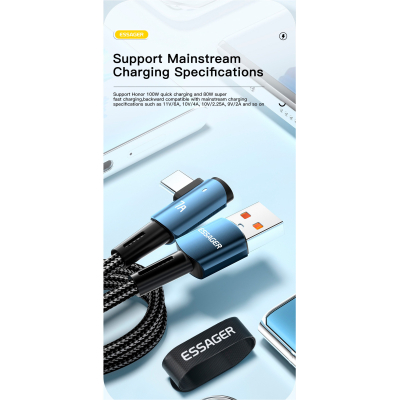 ���� ������ USB 2.0 AM to USB-C 2.0m 100W blue Essager (EXCWT7A-CGA03-P) - �������� 4