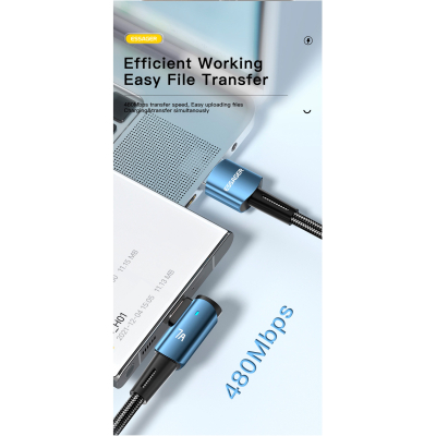 ���� ������ USB 2.0 AM to USB-C 2.0m 100W blue Essager (EXCWT7A-CGA03-P) - �������� 6