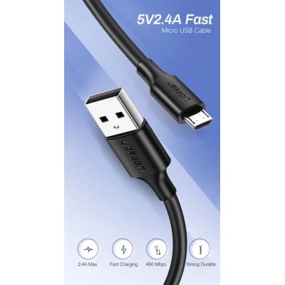 ���� ������ USB 2.0 AM to Micro 5P 0.5m 2A US289 black Ugreen (60135) - �������� 3