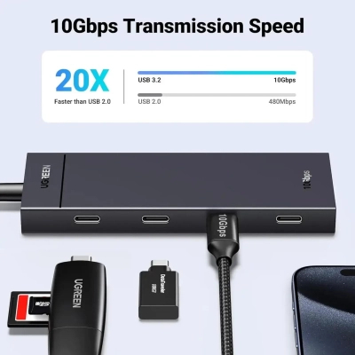 ������������ UGREEN USB-C to 4xUSB-C 3.2 Gen2 10Gbps CM806 black (35584) - �������� 3