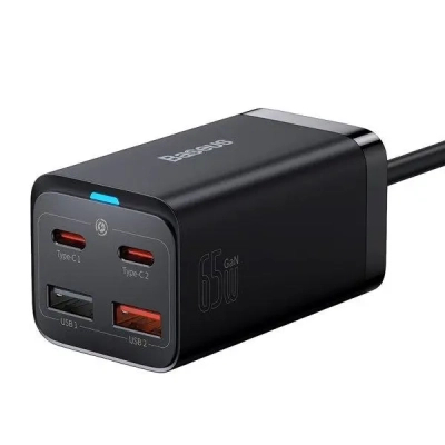   Baseus 2xUSB-C 65W + 2xUSB GaN + cable USB-C to USB-C 100W 1.0m black (CCGP040101) -  2