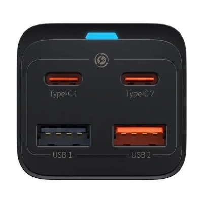   Baseus 2xUSB-C 65W + 2xUSB GaN + cable USB-C to USB-C 100W 1.0m black (CCGP040101) -  3
