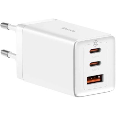 �������� ���������� Baseus 2xUSB-C 65W + 1xUSB GaN + cable USB-C to USB-C 100W 1.0m white (CCGP120202) - �������� 1