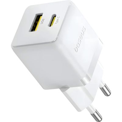   Baseus 1xUSB-C 20W + 1xUSB white + cable USB-C to USB-C 60W 1.0m (P10111608213-01) -  2