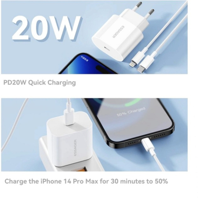 �������� ���������� Essager USB-C PD20W + cable USB-C to Lightning white (EFJB02-XBL02-T) - �������� 2