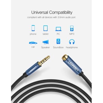 ������ �������������� 3.5mm M to 3.5mm F 2.0m AV118 blue Ugreen (40675) - �������� 3