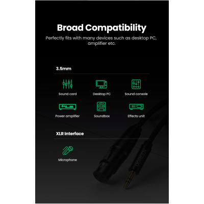   3.5mm M to XLR F 1.0m AV182 black Ugreen (20763) -  8