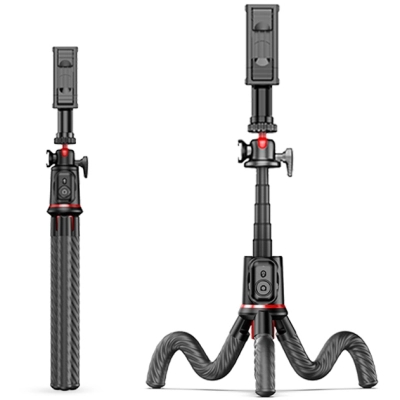 ������ RTAKO C03 Octopus Extendable Tripod Selfie Stick (with Detachable Phone Holder) Black (6942063212416) - �������� 2