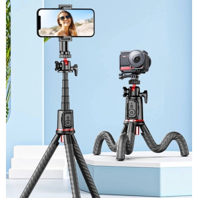 ������ RTAKO C03 Octopus Extendable Tripod Selfie Stick (with Detachable Phone Holder) Black (6942063212416) - �������� 8