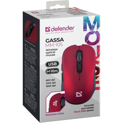 ����� Defender Gassa MM-105 Wireless Red (52103) - �������� 5