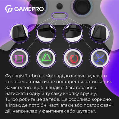 ������� GamePro GPS20W 2.4G/BT 5.1/USB (Switch/PC/PS/iOS/Android) RGB White (GPS20W) - �������� 10