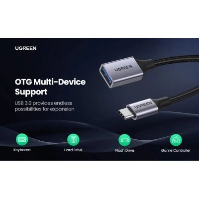 ���������� OTG USB 3.0 AF to USB-C 0.1m US378 black Ugreen (70889) - �������� 9