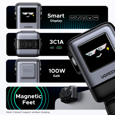 �������� ������� Ugreen 1xUSB + 3xUSB-C GaN 100W Robot X688 gray (45515B) - �������� 6