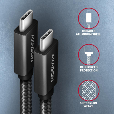 ���� ������ USB-C to USB-C 2.0m USB 3.2 Gen 2 PD 100W 5A 4K black AXAGON (BUCM32-CM20AB) - �������� 5