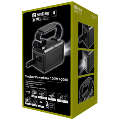    40000 mAh, Sandberg Survivor, Black, 1xType-C / 2xUSB (421-14) -  3