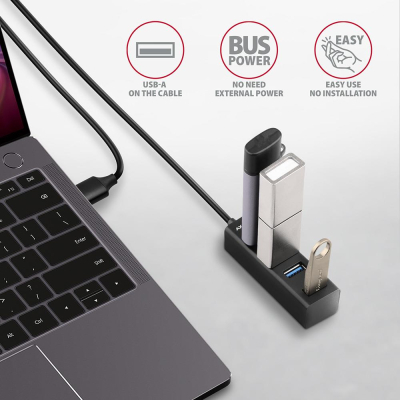 ������������ AXAGON USB 3.1 to 4xUSB 3.0 1.2m black (HUE-M1AL) - �������� 3