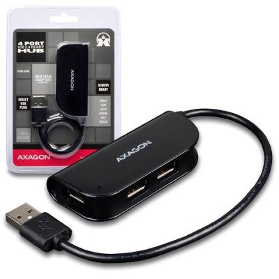 ������������ AXAGON USB 2.0 to 4xUSB 2.0 0.2m black (HUE-X4B) - �������� 2