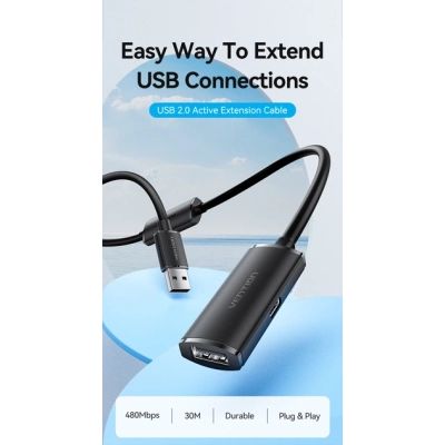 ���� ������ USB 2.0 AM/AF 30.0m Active black Vention (CBKBT) - �������� 2