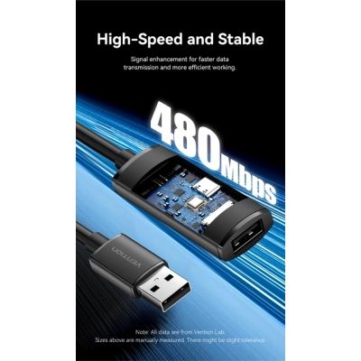 ���� ������ USB 2.0 AM/AF 30.0m Active black Vention (CBKBT) - �������� 3