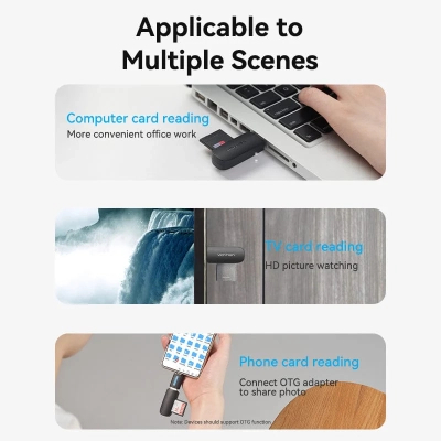 ��������� ����������� ����-���� Vention USB 3.0 to SD+TF Black Dual Drive Letter (CLGB0) - �������� 10