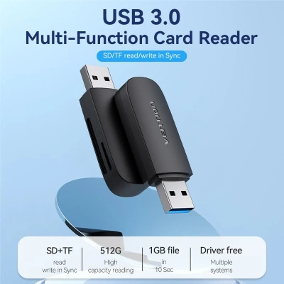 ��������� ����������� ����-���� Vention USB 3.0 to SD+TF Black Dual Drive Letter (CLGB0) - �������� 8