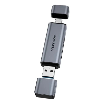 ��������� ����������� ����-���� Vention USB 3.0 AM/USB-C to SD+TF Gray Dual Drive Letter Aluminum Alloy (CLLH0) - �������� 2